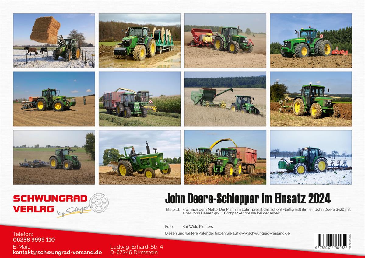 John Deere tractor calendar  2024